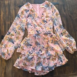 Floral Pink Long Sleeve Dress